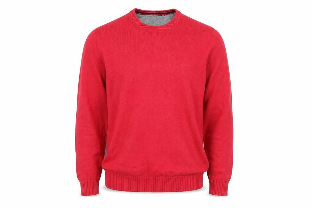 Front view of Maine New England Men's Red Medium Cotton Crew Neck jumper