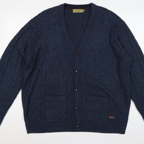 P.G. Field Men’s Blue 2XL Button V-Neck Knit Cardigan Pockets