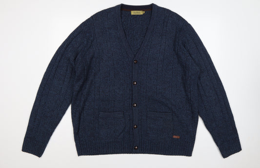 P.G. Field Men’s Blue 2XL Button V-Neck Knit Cardigan Pockets