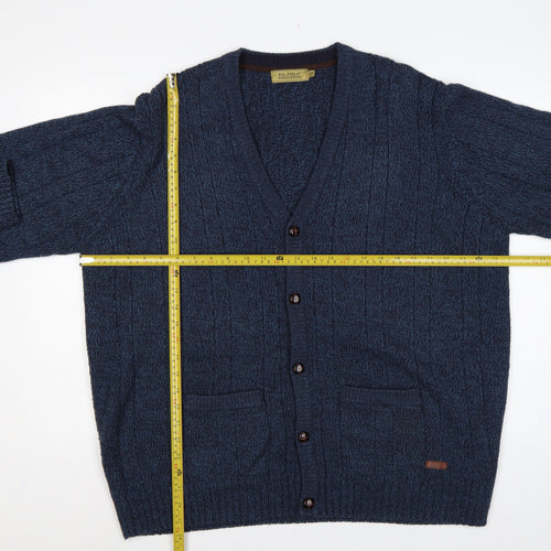 P.G. Field Men’s Blue 2XL Button V-Neck Knit Cardigan Pockets