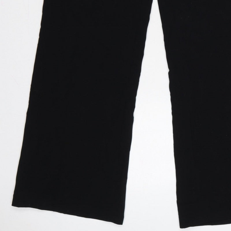 Zara Women’s Black L High Rise Wide Leg Dress Trousers