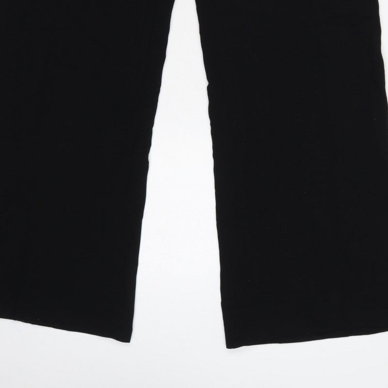 Zara Women’s Black L High Rise Wide Leg Dress Trousers