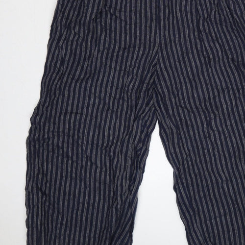 Kin Women’s Blue Striped Size 14 Wide-Leg V-Neck Jumpsuit