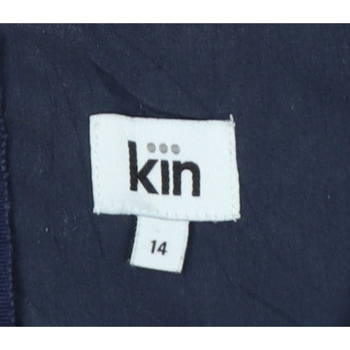 Kin Women’s Blue Striped Size 14 Wide-Leg V-Neck Jumpsuit