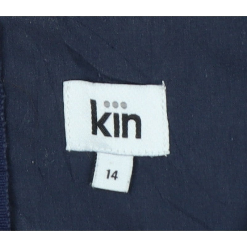 Kin Women’s Blue Striped Size 14 Wide-Leg V-Neck Jumpsuit