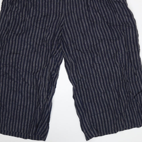 Kin Women’s Blue Striped Size 14 Wide-Leg V-Neck Jumpsuit