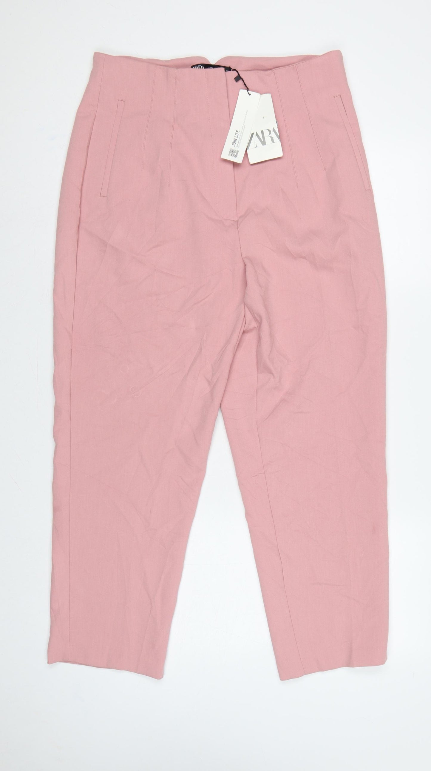 Zara Women Pink XL Tailored Tapered Smart Dress Trousers