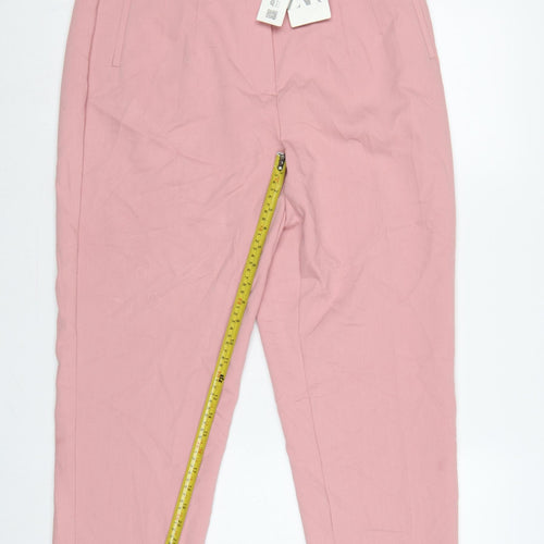 Zara Women Pink XL Tailored Tapered Smart Dress Trousers
