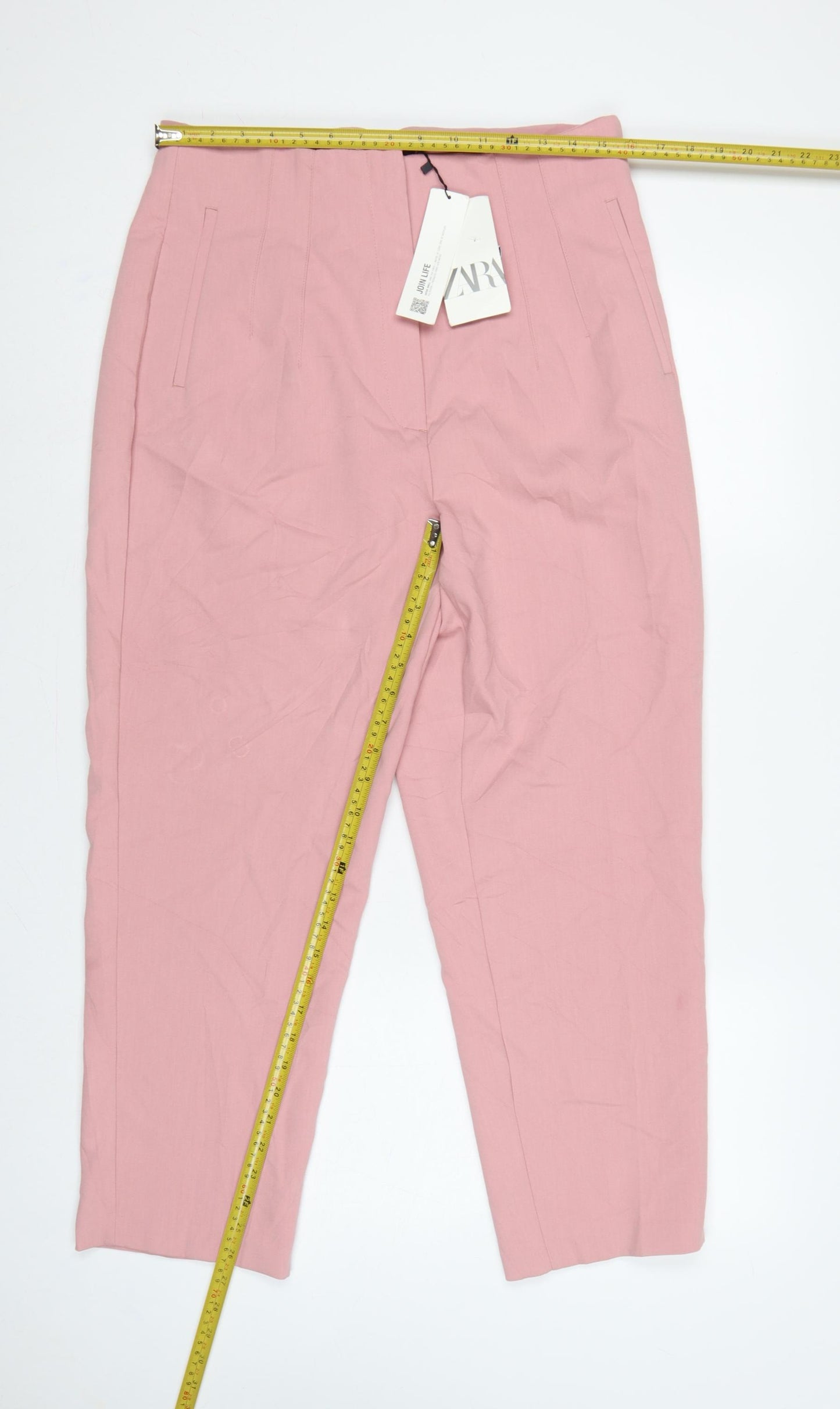 Zara Women Pink XL Tailored Tapered Smart Dress Trousers