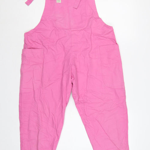 Lucy & Yak Women Pink Small Organic Cotton Dungarees Tapered Pockets