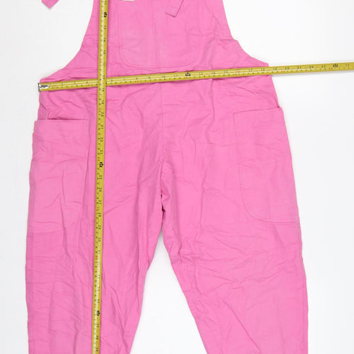 Lucy & Yak Women Pink Small Organic Cotton Dungarees Tapered Pockets