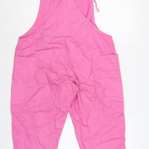 Lucy & Yak Women Pink Small Organic Cotton Dungarees Tapered Pockets
