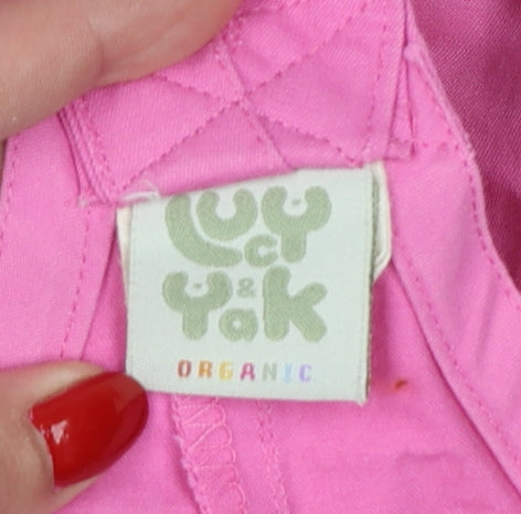 Lucy & Yak Women Pink Small Organic Cotton Dungarees Tapered Pockets