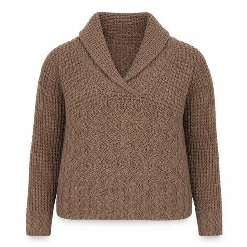 La Vie Women’s Brown UK 18 Cable Knit Cowl Neck Chunky Pullover Jumper