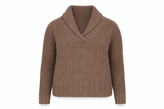 La Vie Women’s Brown UK 18 Cable Knit Cowl Neck Chunky Pullover Jumper