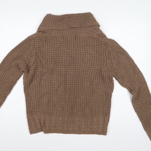 La Vie Women’s Brown UK 18 Cable Knit Cowl Neck Chunky Pullover Jumper