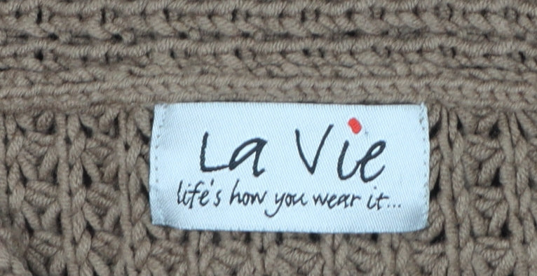 La Vie Women’s Brown UK 18 Cable Knit Cowl Neck Chunky Pullover Jumper