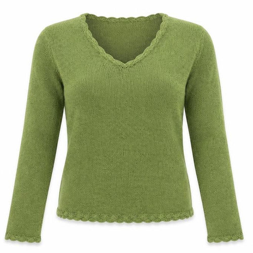 Babette Ballinger Women Green M V-Neck Raglan Knit Pullover Jumper