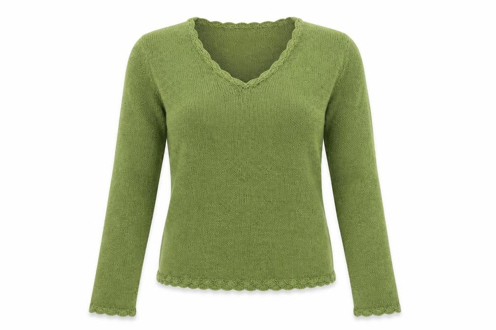 Babette Ballinger Women Green M V-Neck Raglan Knit Pullover Jumper