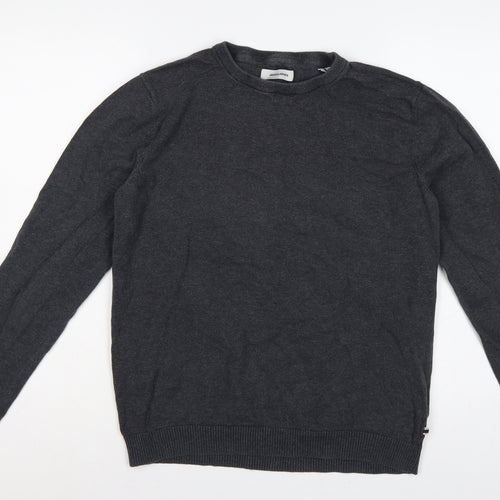 Jack & Jones Men’s Grey L Cotton Crew Neck Pullover Knit Jumper