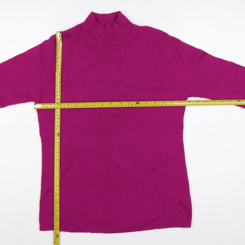 Damart Women’s Purple Rib Knit Mock Neck Pullover Jumper Size 16