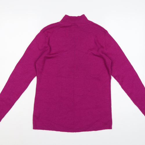 Damart Women’s Purple Rib Knit Mock Neck Pullover Jumper Size 16
