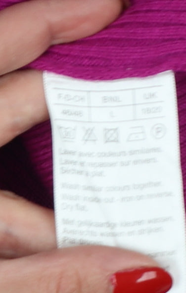 Damart Women’s Purple Rib Knit Mock Neck Pullover Jumper Size 16