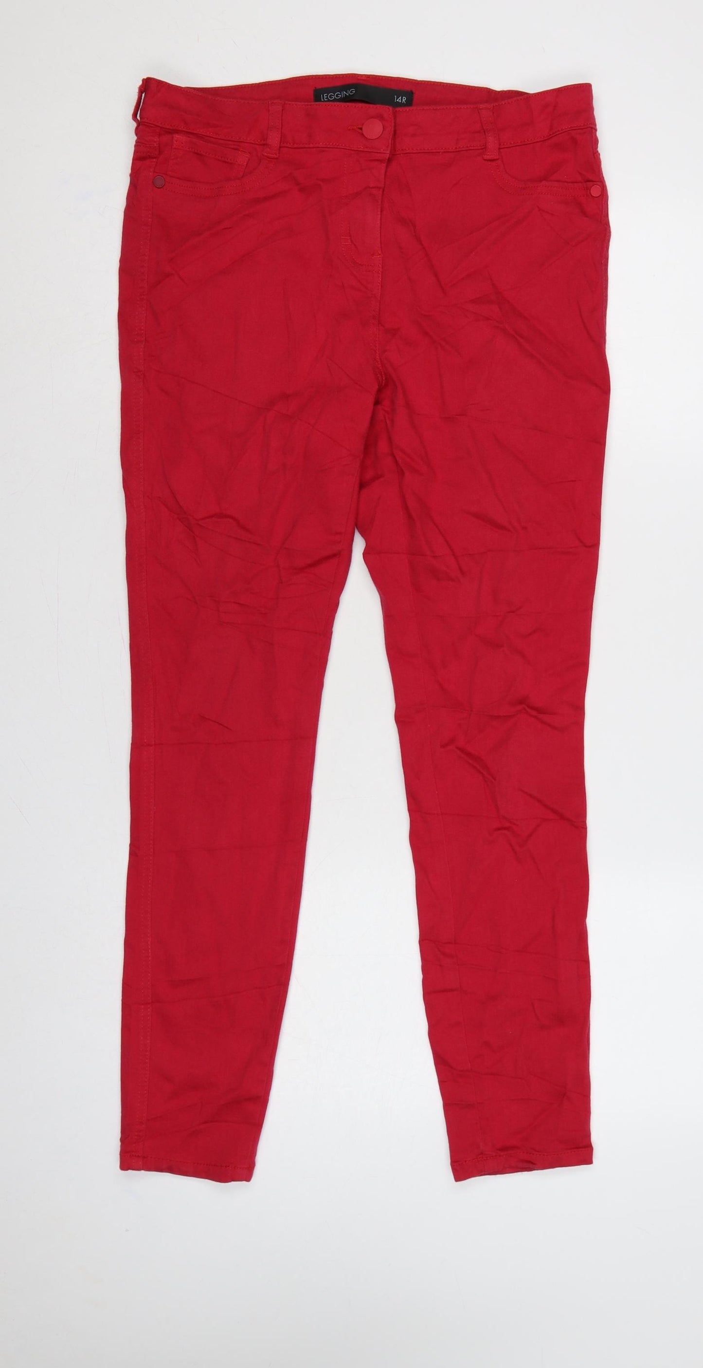 Next Women Red UK 14R Jegging Stretch Mid Rise 5-Pocket Jeans