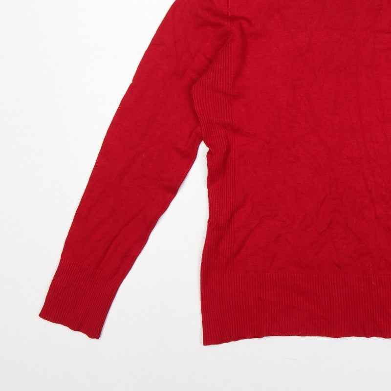 Additional view of M&Co. Women Red M Roll Neck Knit jumper Button Cuffs