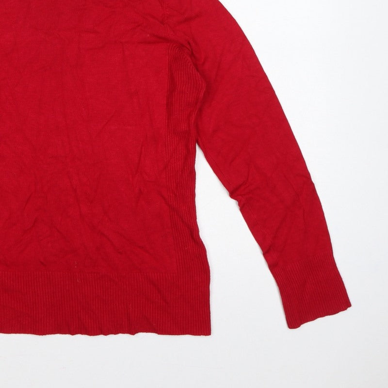 Additional view of M&Co. Women Red M Roll Neck Knit jumper Button Cuffs