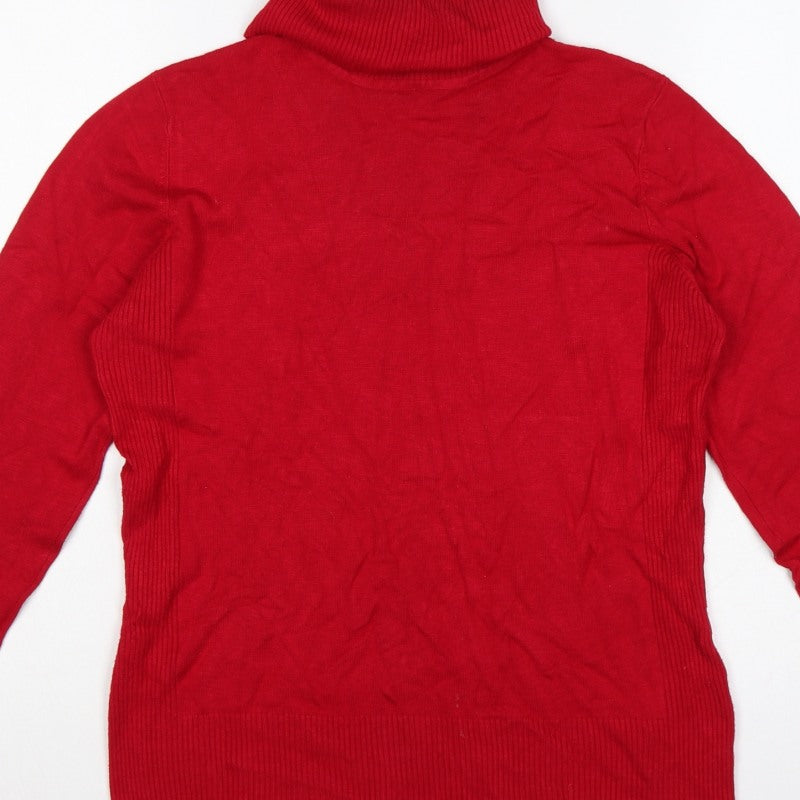 Additional view of M&Co. Women Red M Roll Neck Knit jumper Button Cuffs