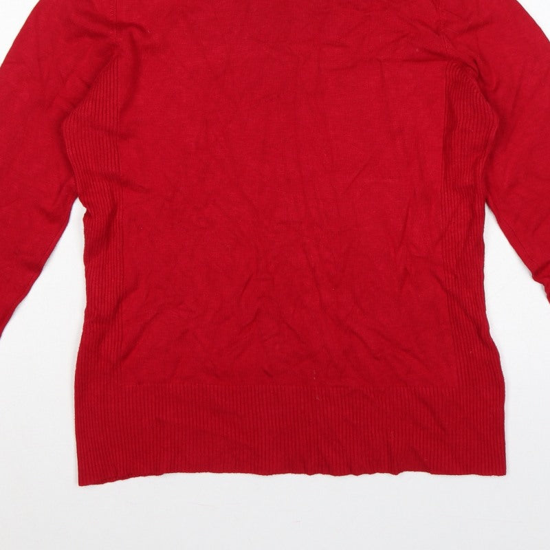 Additional view of M&Co. Women Red M Roll Neck Knit jumper Button Cuffs