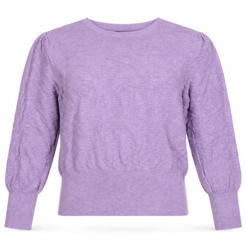 Marks and Spencer Women Purple L Puff Sleeve Crew Neck Jumper