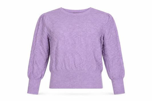Marks and Spencer Women Purple L Puff Sleeve Crew Neck Jumper