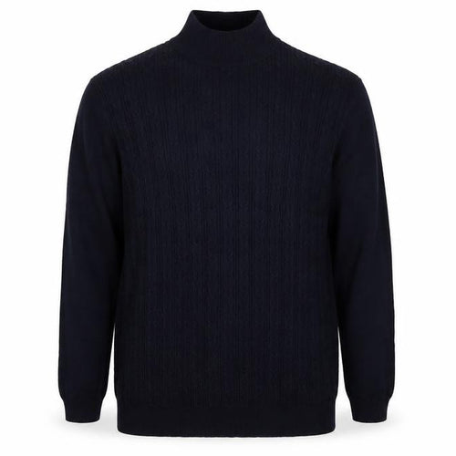 Sorbino Men Blue XXL Cable-Knit 1/4 Zip High Neck Jumper