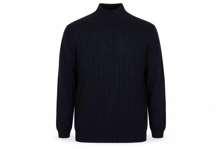 Sorbino Men Blue XXL Cable-Knit 1/4 Zip High Neck Jumper