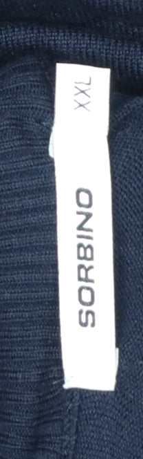 Sorbino Men Blue XXL Cable-Knit 1/4 Zip High Neck Jumper