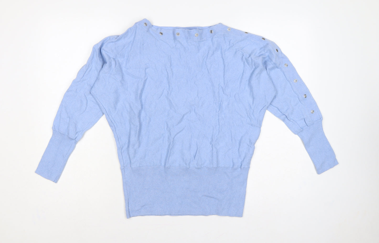 Mint Velvet Women Blue M Cashmere Blend Button Detail Batwing Jumper