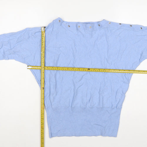 Mint Velvet Women Blue M Cashmere Blend Button Detail Batwing Jumper