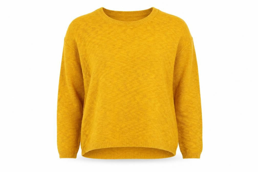 Front view of H&M Divided Women Yellow UK 12 M Crew Neck Knit jumper