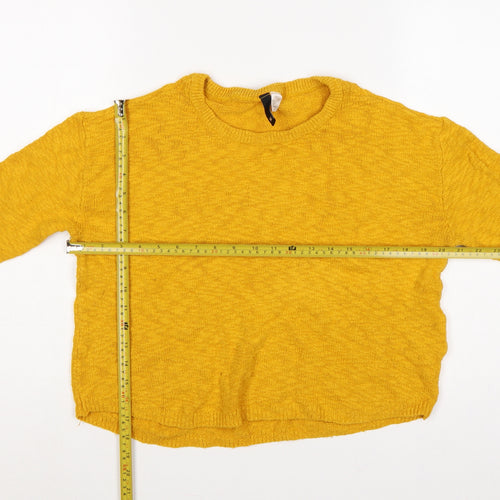 H&M Divided Women Yellow UK 12 M Crew Neck Knit Pullover Jumper