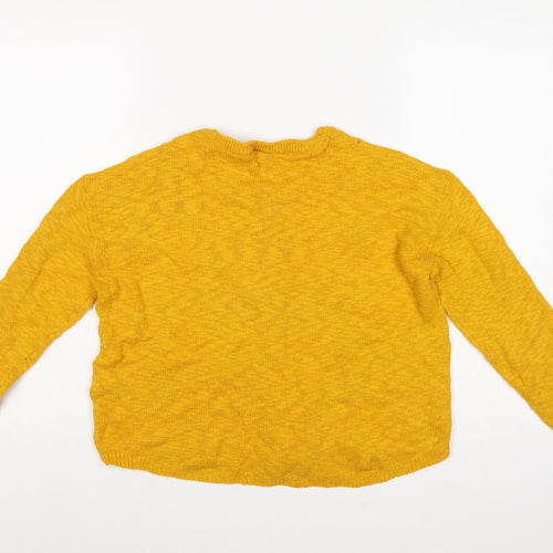H&M Divided Women Yellow UK 12 M Crew Neck Knit Pullover Jumper