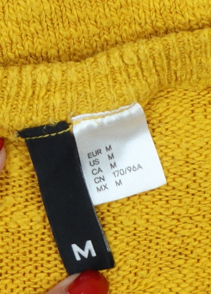 H&M Divided Women Yellow UK 12 M Crew Neck Knit Pullover Jumper