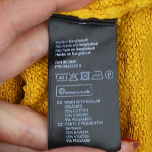 H&M Divided Women Yellow UK 12 M Crew Neck Knit Pullover Jumper