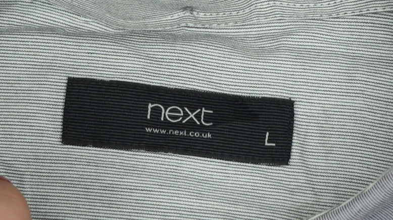 Next Men's Grey L Cotton Button-Down Long Sleeve Casual Shirt