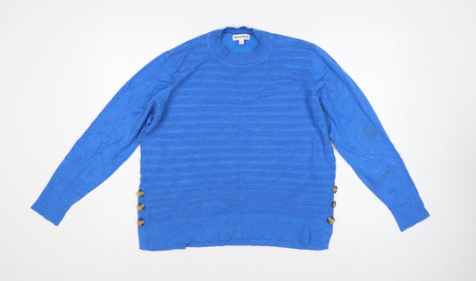 Paramour Women’s Blue L Rib Knit Side Button Viscose Jumper