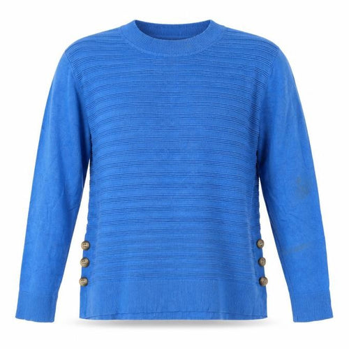 Paramour Women’s Blue L Rib Knit Side Button Viscose Jumper