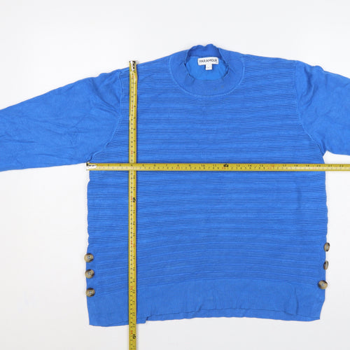 Paramour Women’s Blue L Rib Knit Side Button Viscose Jumper