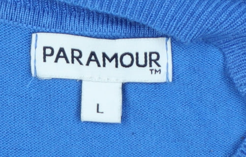 Paramour Women’s Blue L Rib Knit Side Button Viscose Jumper