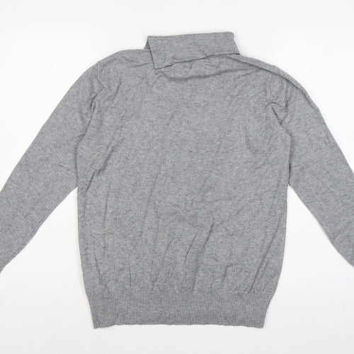 PPT Women Grey XL Henley Mock Neck Knit Jumper Button Detail